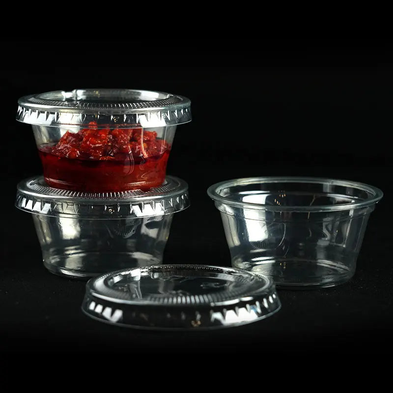 50/100pcs  2oz Portion Cups With Lids Disposable Plastic Sauce Container Box Salad Dressing Seasoning Mini Kitchen Organizer