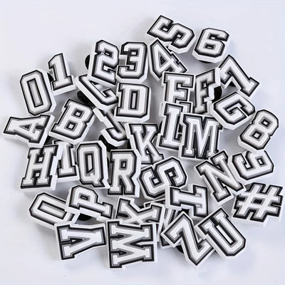1pc Black White Alphabet Shoe Charm, PVC Shoe Accessory For Crocs, Wristband, Slipper,DIY Accessories Gifts For Holiday Party - Smarsty