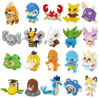DIY Pokemon Blocks Small Cartoon Mini Building Block Pikachu Charizard Eevee Mewtwo Anime Assemble Action Model Dolls Toys by Smarsty