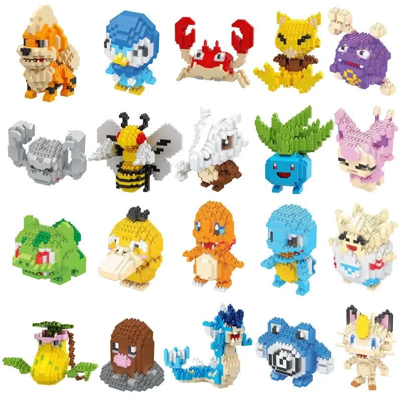 DIY Pokemon Blocks Small Cartoon Mini Building Block Pikachu Charizard Eevee Mewtwo Anime Assemble Action Model Dolls Toys by Smarsty
