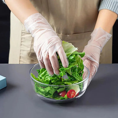 100PCS Disposable TPE Gloves Kitchen Bathroom Restaurant Camping Travel Waterproof Oil-Proof Household Cleaning Tools - Smarsty