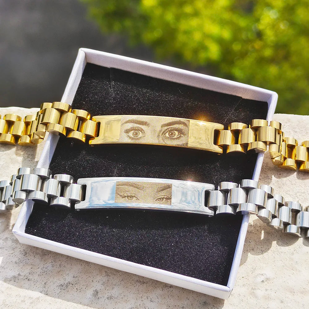 Personalized Stainless Steel Couple Photo Bracelet Gift - Smarsty