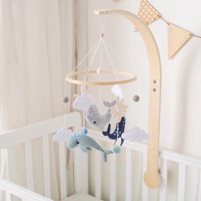 Baby Crib Mobile Bed Bell Rattle Toys Wooden Crochet Stars Pendant Bed Bell Toys Newborn Comfort Crib Bracket Hanging Toys Gifts by Smarsty