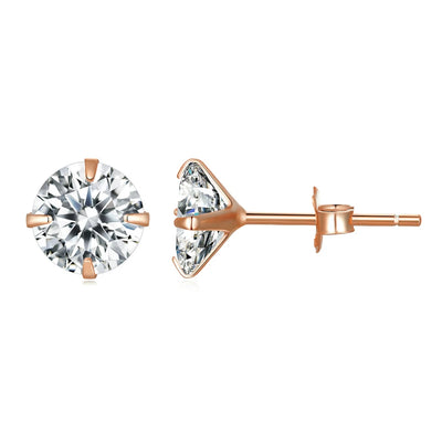Bamoer CZ Stud Earrings 925 Sterling Silver Platinum Plated Round Cubic Zirconia Hypoallergenic Barbell Earrings 4-7mm - Smarsty