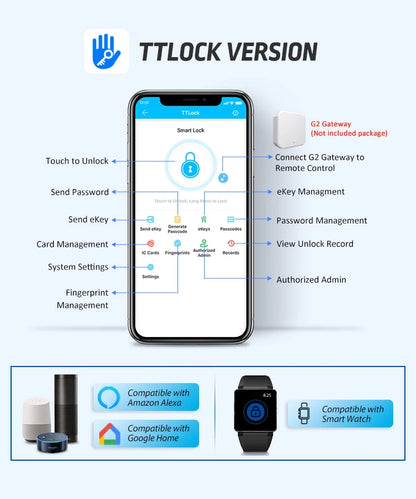 Waterproof Smart Door Lock with Bluetooth and WiFi Control - Smarsty