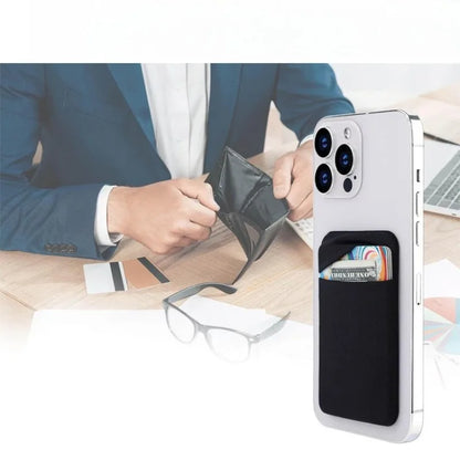 Fashion Elastic Cloth Cell Phone Card Holder Mobile Phone Wallet Case Credit ID Card Holder Adhesive Sticker Pocket Money Bag