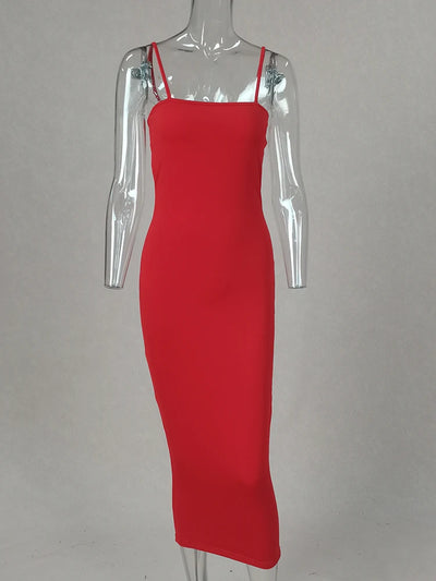 2025 New Spring Summer Women's High Elastic Sleeveless Backless Dress Long Sling Dresses Club Sexy Suspender Dress - Smarsty