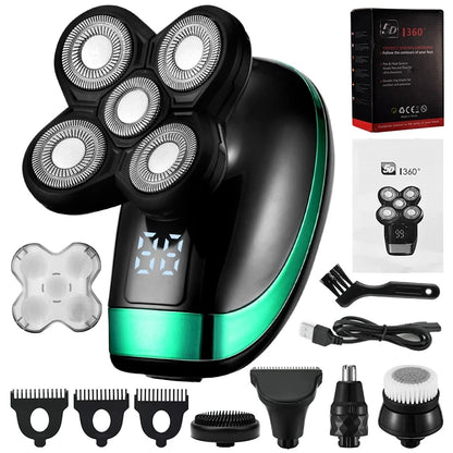5 In 1 Men's Rechargeable Electric Shaver with Floating Heads - Smarsty
