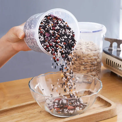 4Pcs Sealed Storage Box Transparent Kitchen Food Grain Organizer Storage Tank Plastic Large capacity Moisture-proof Sealed Jars