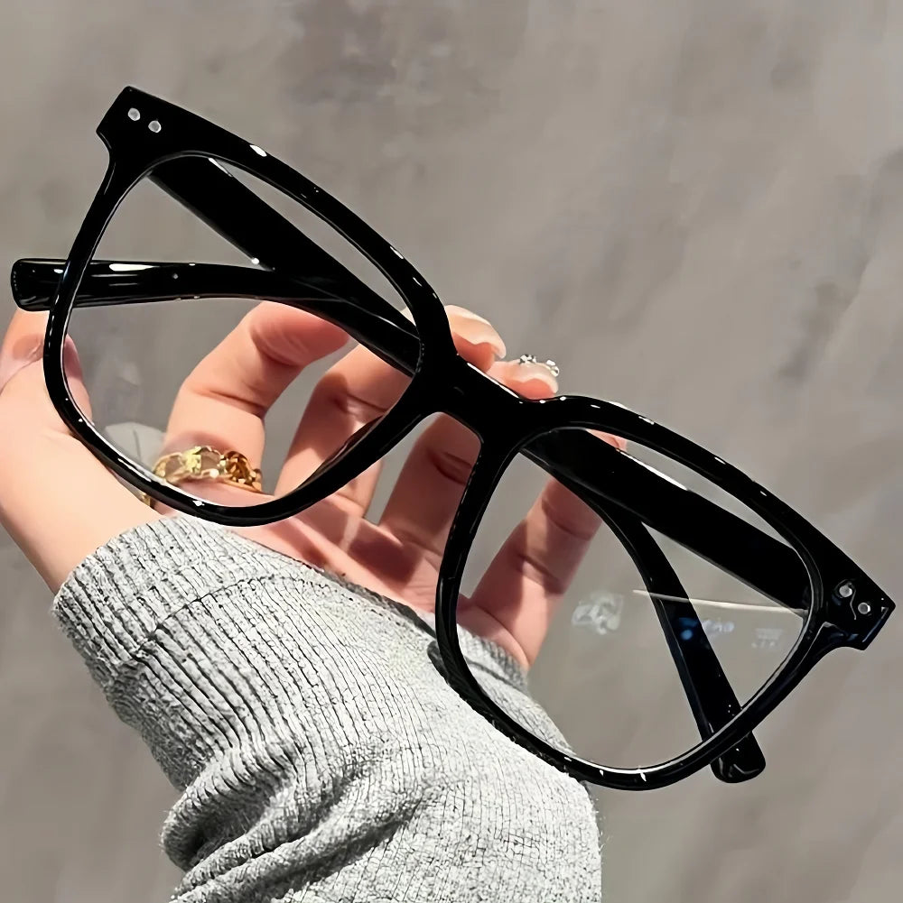 3 pairs of universal fashion glasses, square-framed glasses, fashionable campus style, clear black frame, back to school