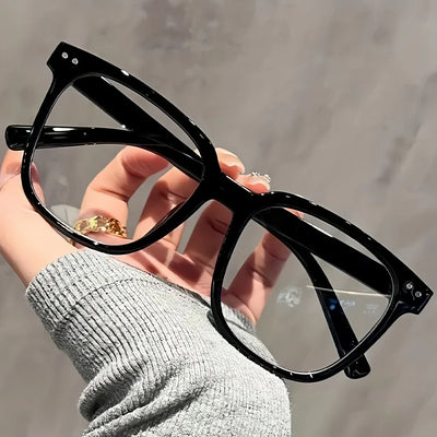3 pairs of universal fashion glasses, square-framed glasses, fashionable campus style, clear black frame, back to school
