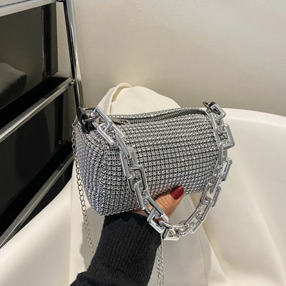 Rhinestone Bucket Bag Sparkling Crossbody Chain Bag - Smarsty