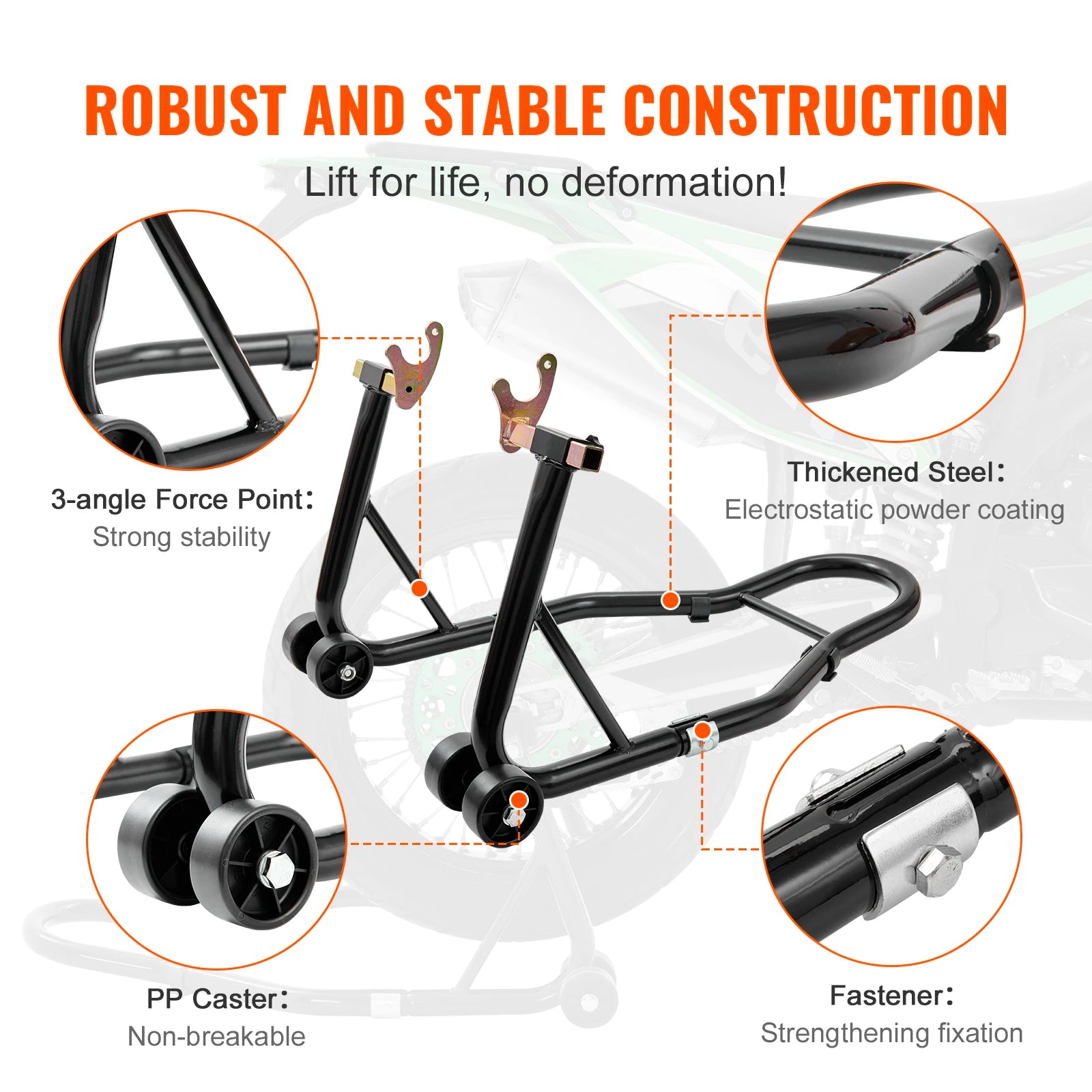 SucceBuy Motorcycle Stand Lift 850lbs Front Rear Combo Stand Lift Stand Front&Rear Wheel Fork Stand Heavy Duty Rear Wheel Stand