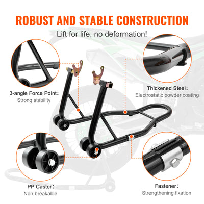 SucceBuy Motorcycle Stand Lift 850lbs Front Rear Combo Stand Lift Stand Front&Rear Wheel Fork Stand Heavy Duty Rear Wheel Stand - Smarsty