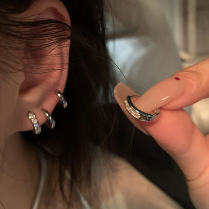 Stainless Steel Hoop Earrings with Zircon Crystals - Smarsty