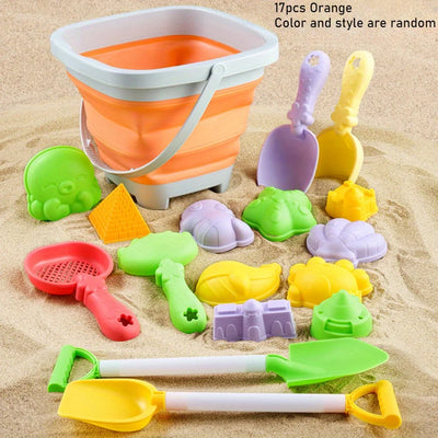 Children's Sand Digging Toy Set Beach Play Water And Sand Folding Bucket Shovel Mold Summer Gift Random Colors Styles by Smarsty