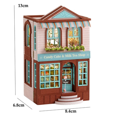 DIY Mini Wooden Doll House Assembly Building Model Pink Princess Villa Architecture Kit 3D Puzzle Dollhouse With Furniture Gifts by Smarsty
