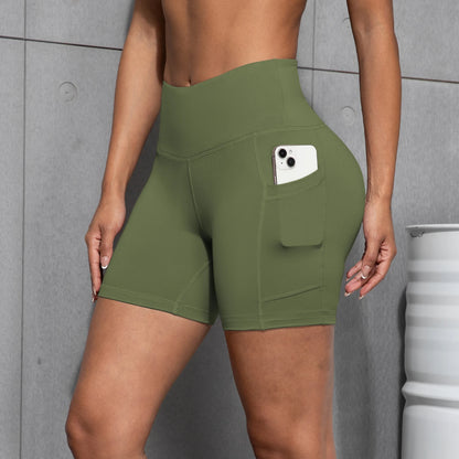 Womens Yoga Pocket Shorts Leggings High Waist  Exercise Fitness Wear Girls Running Elastic Adult Short Pants Sports Outfits ﻿ - Smarsty