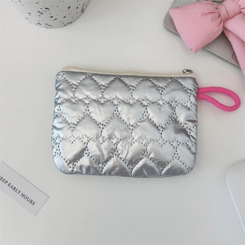 Silver Bow Pattern Coin Purse Women Wallet Zipper Pouch - Smarsty
