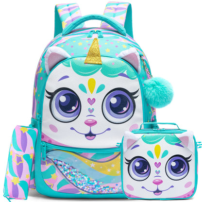 Girls School Backpack Set With Lunch Box And Pencil Case - Smarsty