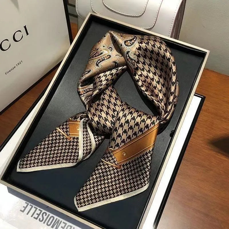 Luxury Women Silk Leopard Print Scarf Soft Satin Wrap - Smarsty