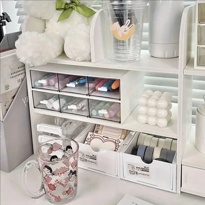 Double-Layer Desktop Organizer Rack Stationery Office Desk Accessories Storage Desktop Cosmetics Organizers Storage Shelf