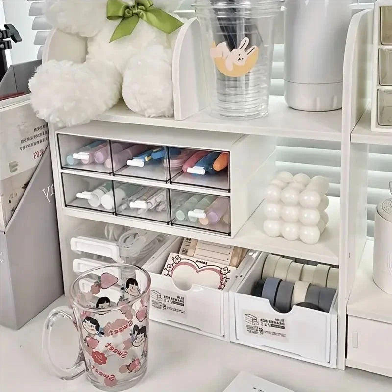Double-Layer Desktop Organizer Rack Stationery Office Desk Accessories Storage Desktop Cosmetics Organizers Storage Shelf