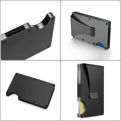 Slim Wallet For Men - Front Pocket RFID Blocking Minimalist Wallet For Men - Metal Wallet With Money Clip For Men - Smarsty