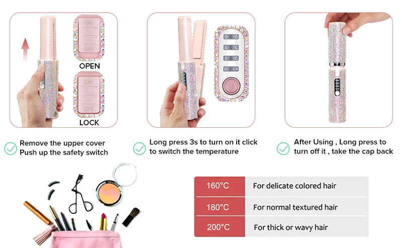 2 in 1 Wireless Hair Straightener and Curler Brush - Smarsty