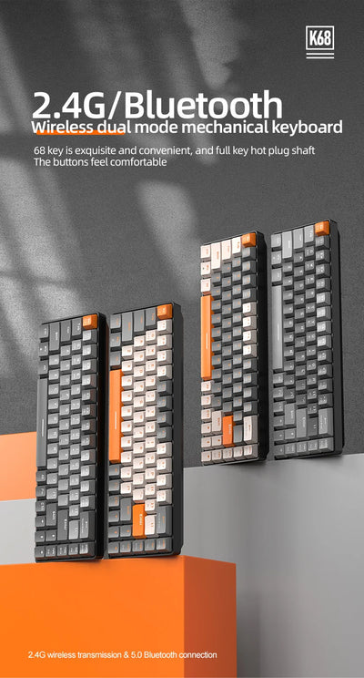 Wireless 60 Percent Mechanical Keyboard Bluetooth Hot Swap - Smarsty