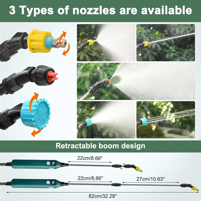 2400mAh High Pressure Electric Garden Sprayer with Nozzles - Smarsty