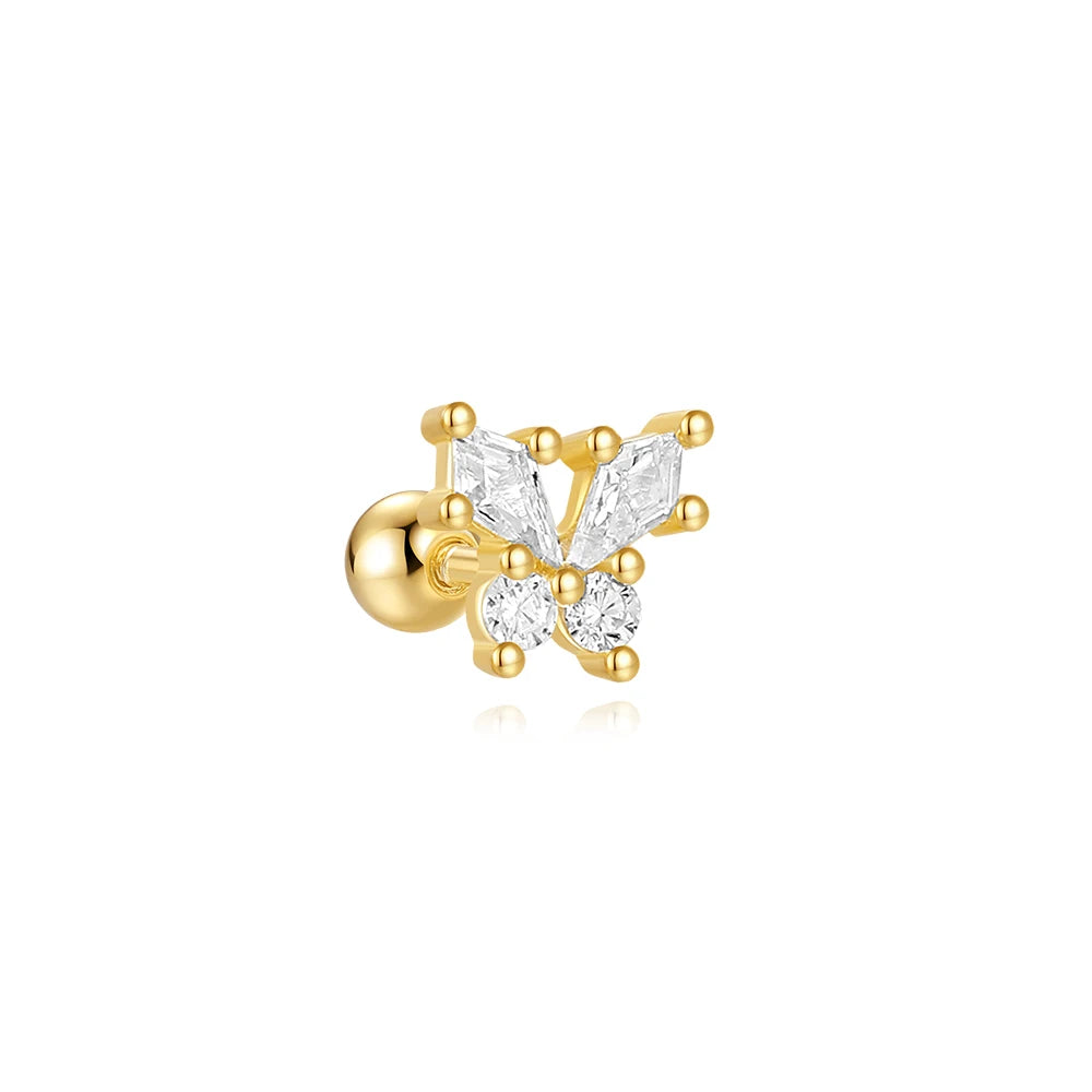 Sterling Silver Heart Zircon Stud Earrings Elegant Gift - Smarsty