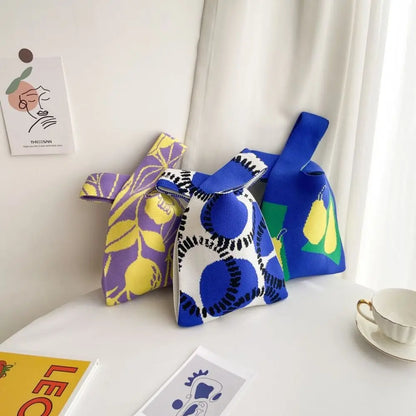 Cat Knit Handbag High Capacity Knot Wrist Bag For Women - Smarsty
