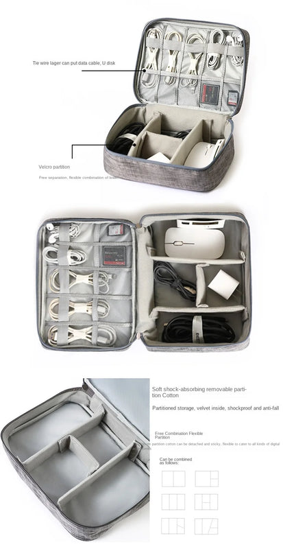 Travel Electronics Storage Bag With High Capacity Cables - Smarsty
