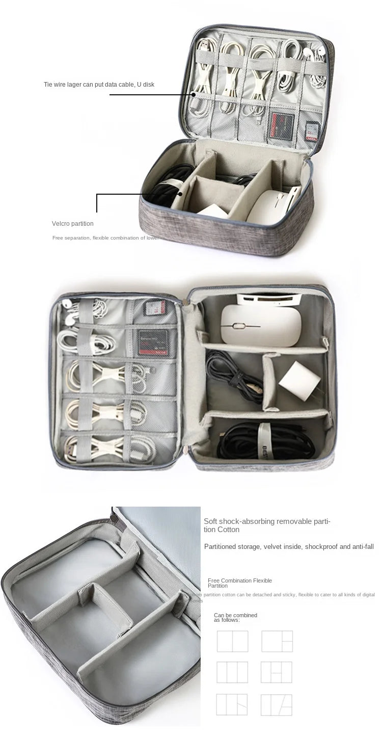 Travel Electronics Storage Bag With High Capacity Cables - Smarsty