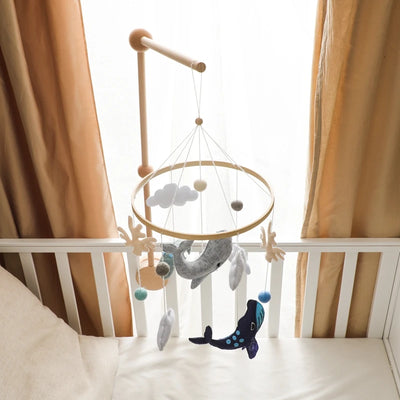 Baby Crib Mobile Bed Bell Rattle Toys Wooden Crochet Stars Pendant Bed Bell Toys Newborn Comfort Crib Bracket Hanging Toys Gifts by Smarsty