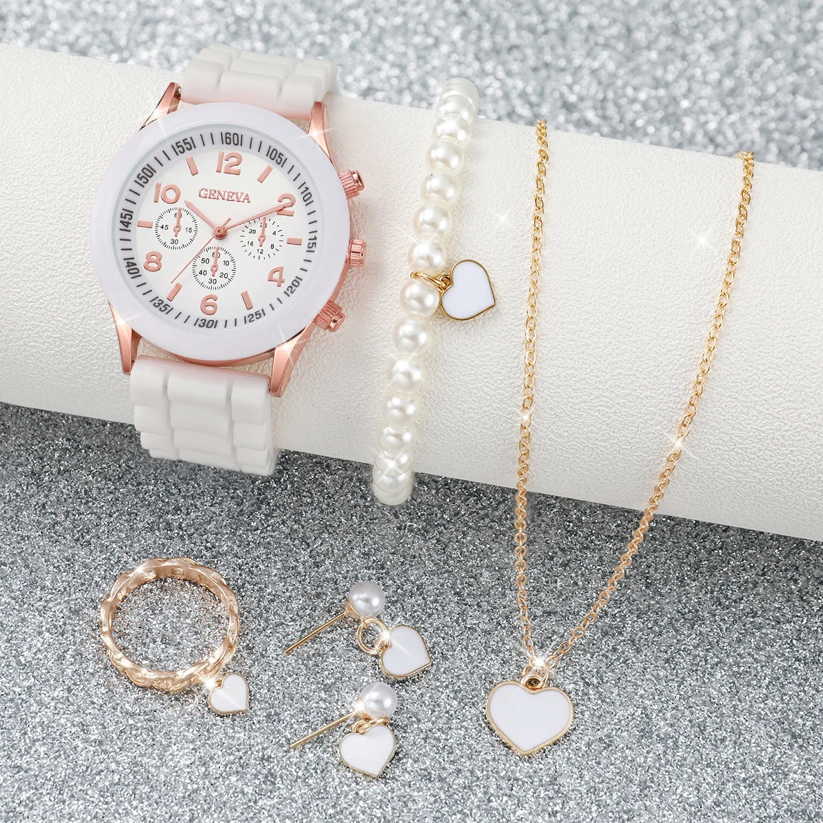 Women's Casual Silicone Band Quartz Watch Set - Smarsty