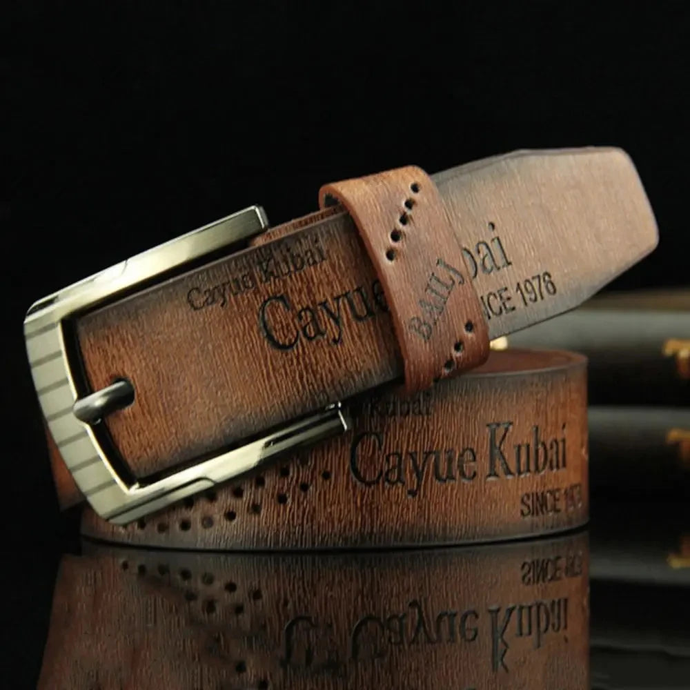 Men's Leather Belt Classic Buckle Vintage Waistband - Smarsty