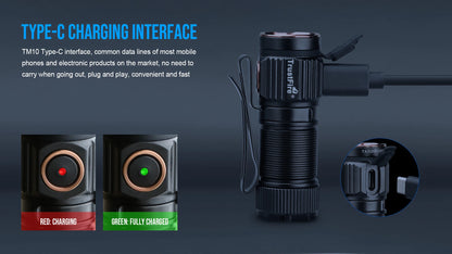 Trustfire MT10 Rechargeable LED EDC Flashlight 1000 Lumens Type USB C Charging Torch Mini 16340 Light MVB Optics with Magnet Lan