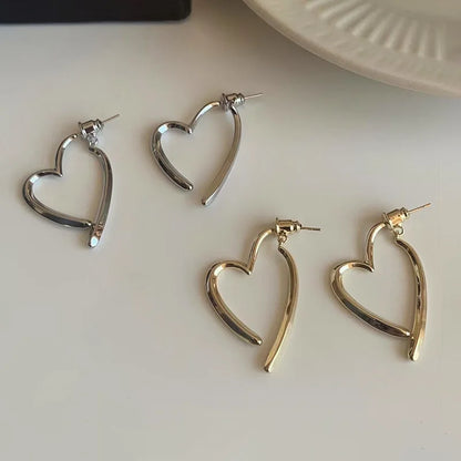 Chic Love Heart Drop Earrings for Women in Gold and Silver - Smarsty