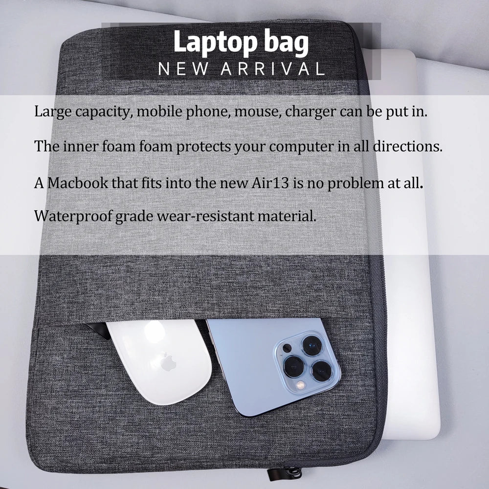 Denim Laptop Sleeve With Padded Inner Compartment Zipper