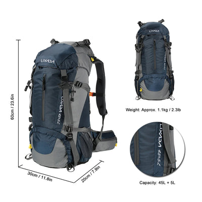 50L Waterproof Outdoor Sport Hiking Camping Travel Backpack Pack Mountaineering Climbing Trekking Bag Knapsack with Rain Cover by Smarsty