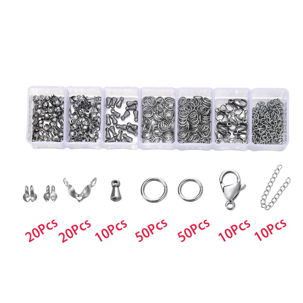 Bulk Jewelry Findings Kit 400Pcs Lobster Clasps Beads - Smarsty