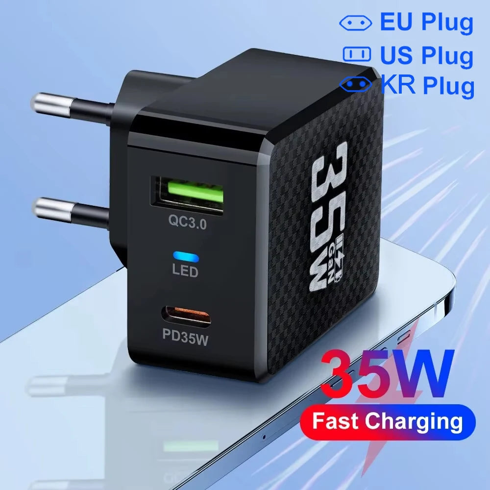 GaN USB C Charger 35W Fast Charge PD3 QC3 Compatible - Smarsty