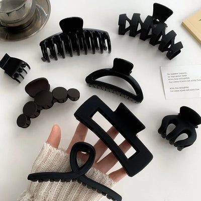 Elegant Black Geometric Hair Claw Secure Hold Easy Clip - Smarsty