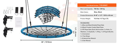 SucceBuy Tree Swing Saucer Swing 750lbs Swing Seat 2 Tree Hanging Straps Adjustable Multi-Strand Ropes Round Swing Kids Outdoor