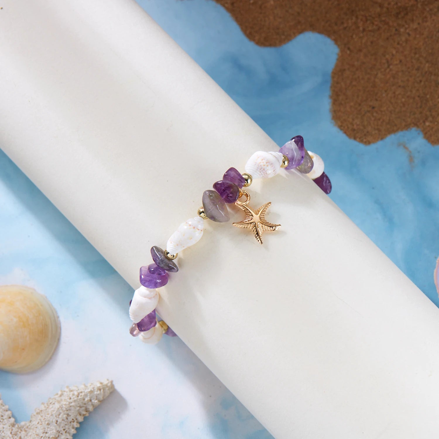 Bohemian Starfish Pendant Beaded Bracelet for Women - Smarsty