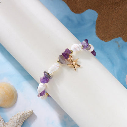 Bohemian Starfish Pendant Beaded Bracelet for Women - Smarsty
