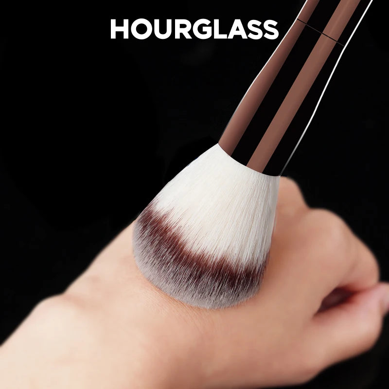 Hourglass Round Head Powder Brush with Soft Fiber Hair - Smarsty