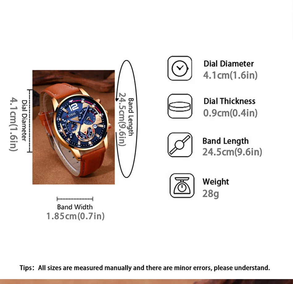 Luxury Men's Quartz Watch Set with Brown Leather Band - Smarsty
